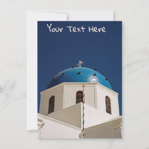 Customizable blue dome, Santorini, Greece card