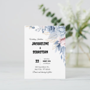 Customizable Blue Floral Wedding Invitation
