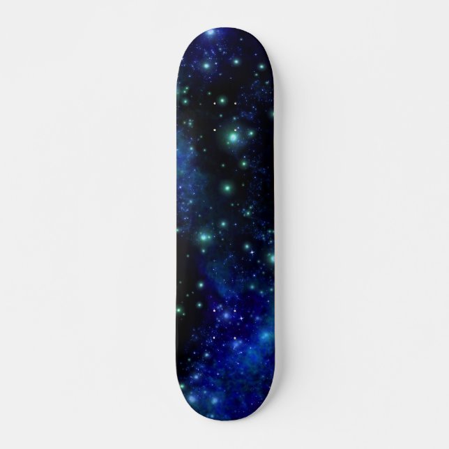Customizable Blue Galaxy Skateboard (Front)