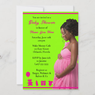 Customizable Blue Gold   Pregnant Downloadable Invitation