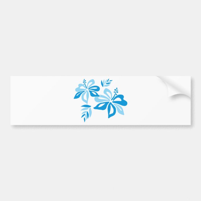 Customizable Blue Hibiscus Bumper Sticker (Front)