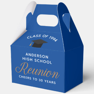 Customizable Blue High School Alumni Reunion Party Favor Box