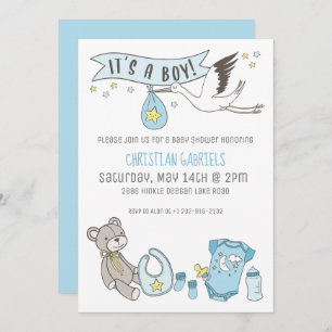 Customizable Blue It's a Bo Baby Shower Invitation