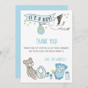 Customizable Blue It's a Bo Baby Shower Thank You Card