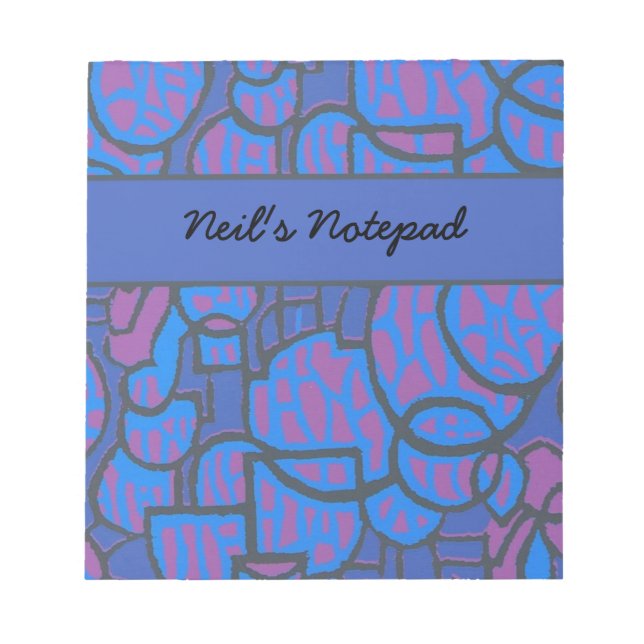 Customizable Blue Magenta Abstract Notepad (Front)