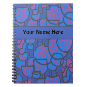 Customizable Blue Magenta Abstract Spiral Notebook