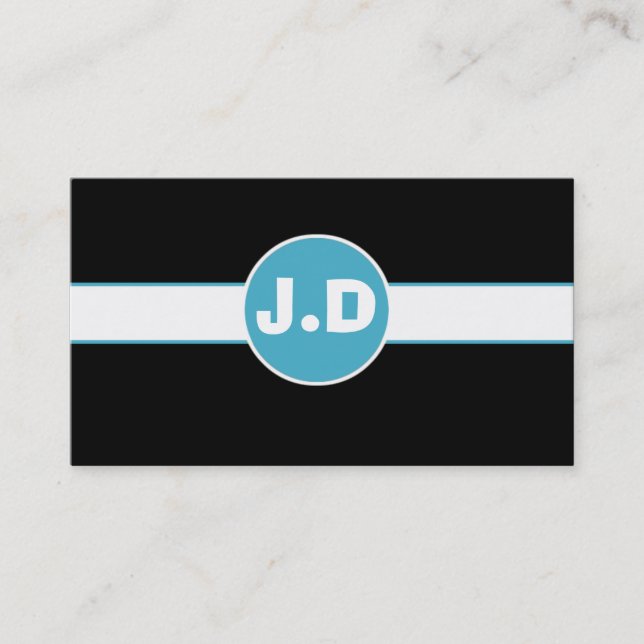 Customizable Blue Monogram Business Cards (Front)