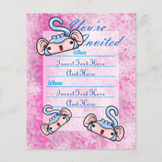 Customizable Blue Smiling Monkeys Invite Flyer