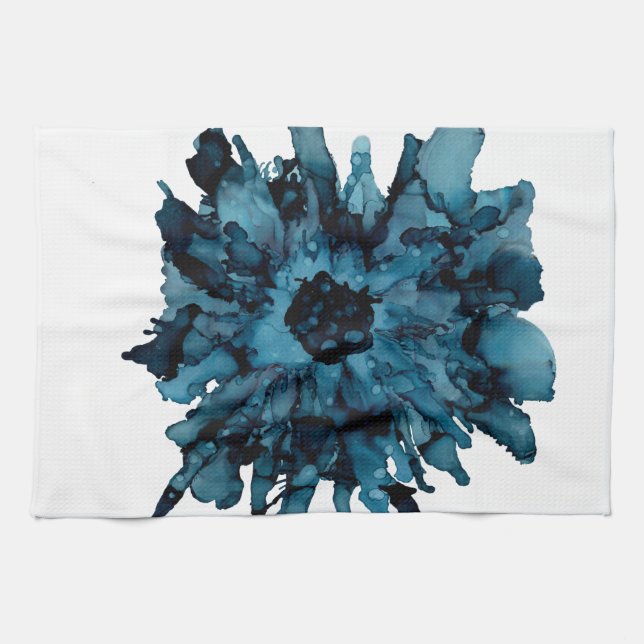 Customizable!!!  Blue spider mum-large flower- Kitchen Towel (Horizontal)