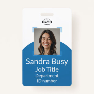 Customizable Blue Vertical Staff ID Badge 