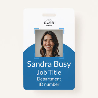 Customizable Blue Vertical Staff ID Badge