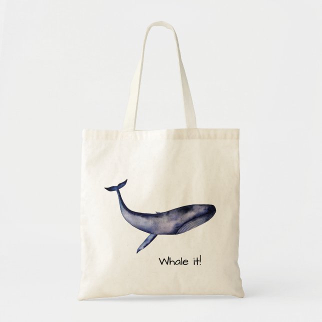 Customizable Blue Whale Tote Bag (Front)
