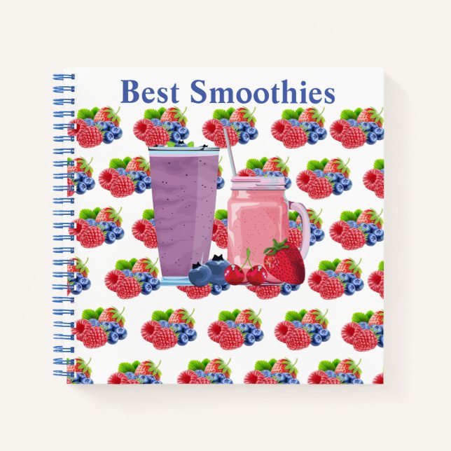 Customizable Blueberry & Strawberry Smoothie Notebook (Front)