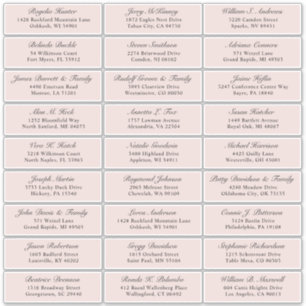 Customizable blush wedding guest address sticker
