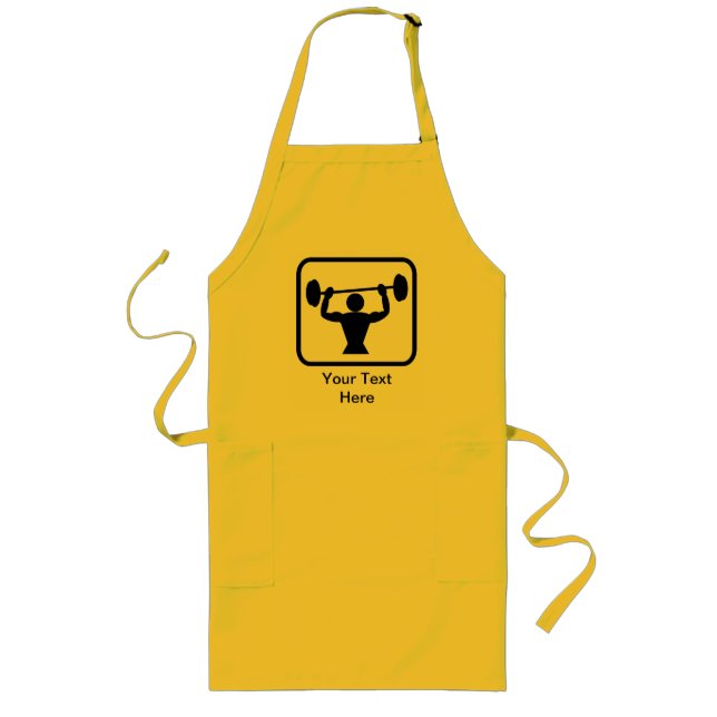 Customizable Bodybuilder / Weightlifter Logo Long Apron (Front)