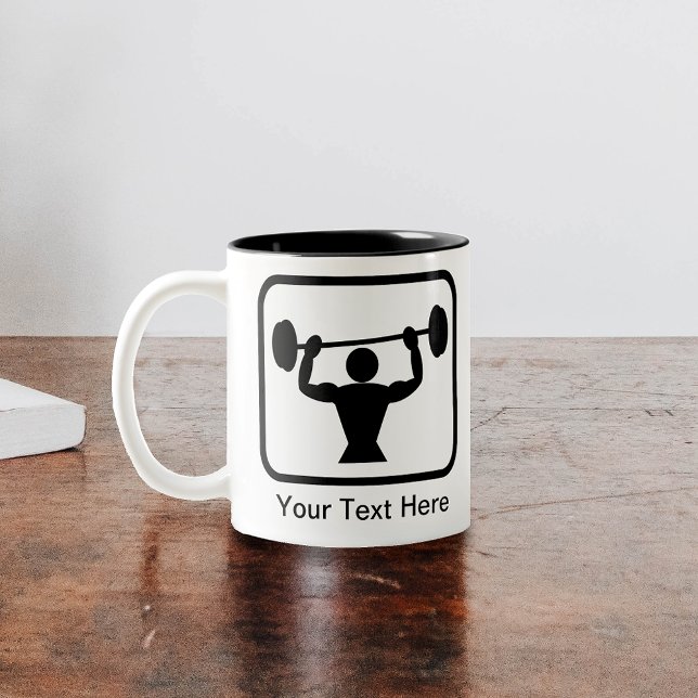 Customizable Bodybuilder / Weightlifter Logo Two-Tone Coffee Mug (Creator Uploaded)