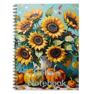 Customizable Boho, Bohemian Sunflowers, Sunflower, Notebook