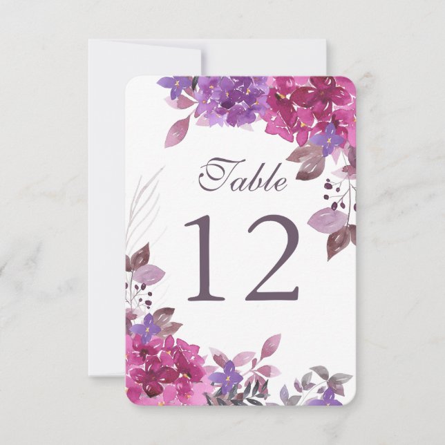 Customizable Boho Botanicals Table Number Cards (Front)