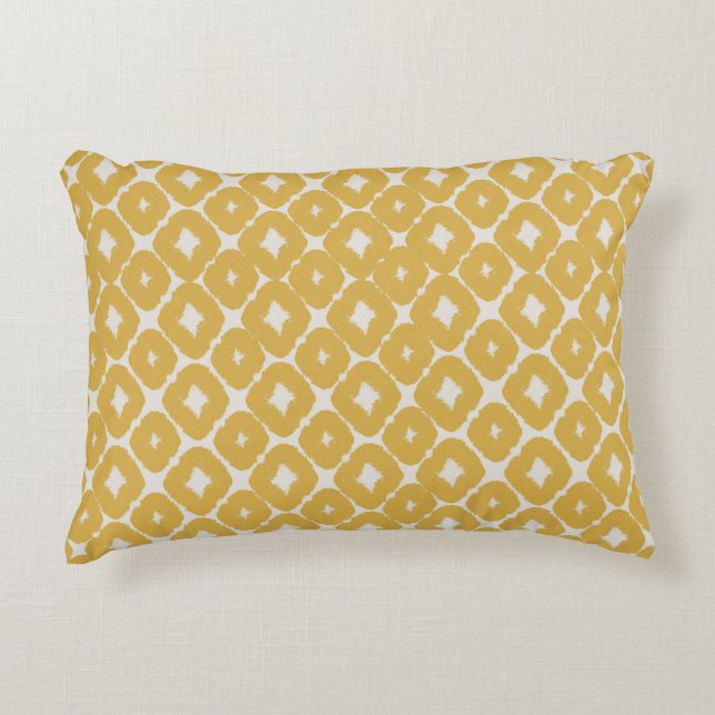 Customizable Boho Mustard Diamonds Cushion (Front)