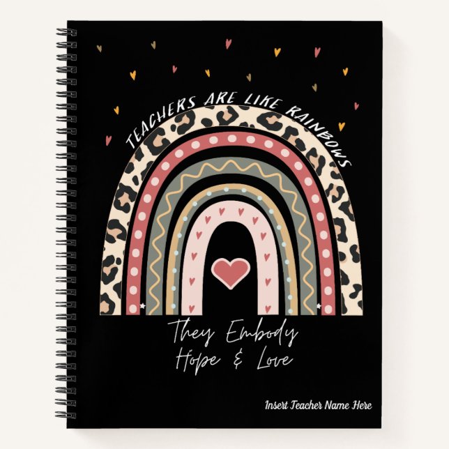 Customizable Boho Rainbow Quote - Teachers Notebook (Front)