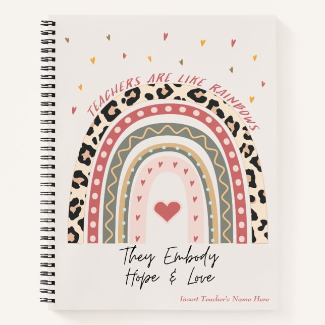 Customizable Boho Rainbow Quote - Teachers Notebook (Front)