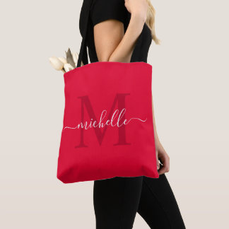 Customizable Bold and Intense Crimson Cherry Red Tote Bag