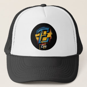 Customizable Bold Graffiti Letter 'E' Initial Trucker Hat