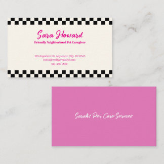 Customizable Bold Retro Pink Black & White Vintage Business Card