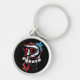 Customizable Bold Urban Spray Paint Monogram "P" Keychain