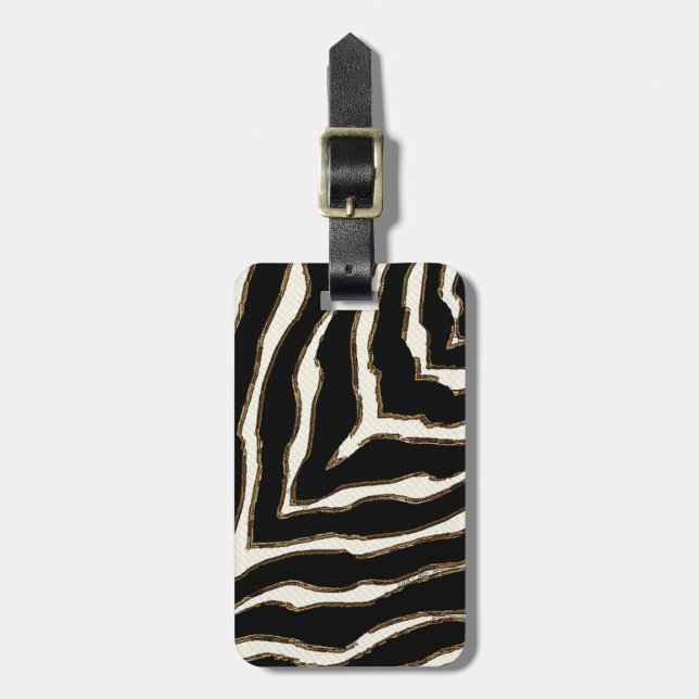 Customizable Bold Zebra Print Pattern Luggage Tag (Front Vertical)