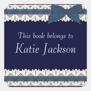Customizable book belongs to blue bow stickers