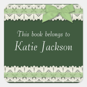 Customizable book belongs to green bow stickers