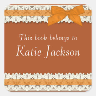 Customizable book belongs to orange bow stickers