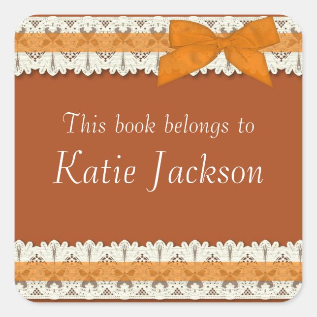 Customizable book belongs to orange bow stickers (Front)
