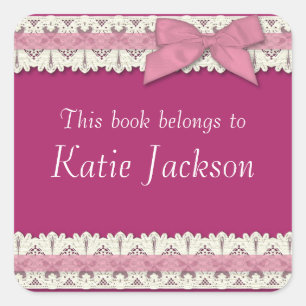 Customizable book belongs to pink bow stickers