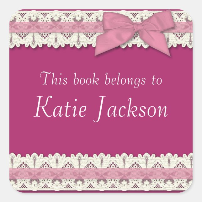 Customizable book belongs to pink bow stickers (Front)