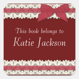 Customizable book belongs to red bow stickers