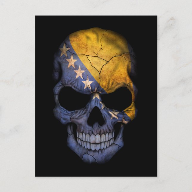 Customizable Bosnian Flag Skull Postcard (Front)