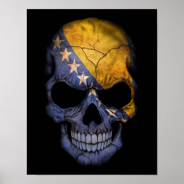 Customizable Bosnian Flag Skull Poster (Front)