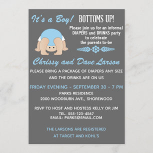 Customizable Bottoms Up Baby Shower Invitation