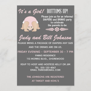 Customizable Bottoms Up Baby Shower Invitation