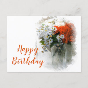 Customizable Bouquet Digital Art Birthday Postcard