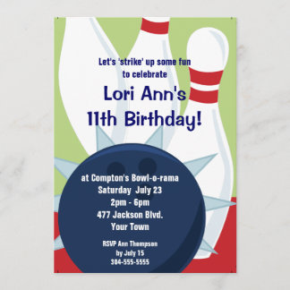 Customizable Bowling Birthday Party Invitation