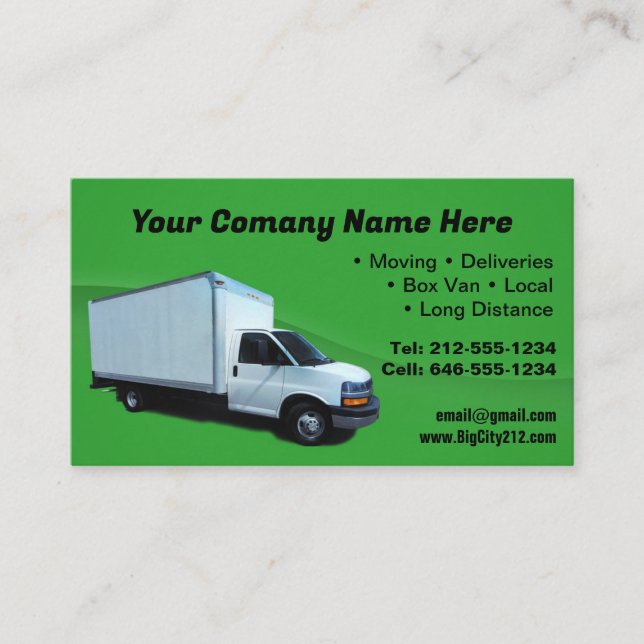 Customizable Box Truck Business Card  (Front)