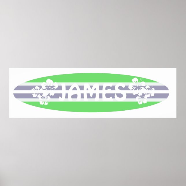 Customizable boys surfboard poster (Front)