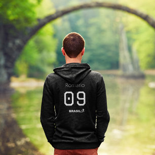 Customizable Brasil Soccer Black ad White Edition Hoodie