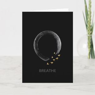Customizable BREATHE Zen Enso Circle Ginkgo Art Card