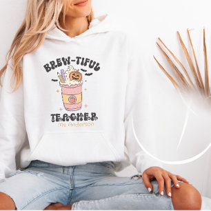 Customizable Brew-tiful Teacher Halloween Coffee Hoodie