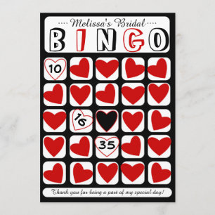 Customizable bridal bingo game red black card
