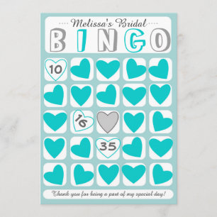 Customizable bridal bingo game teal grey card